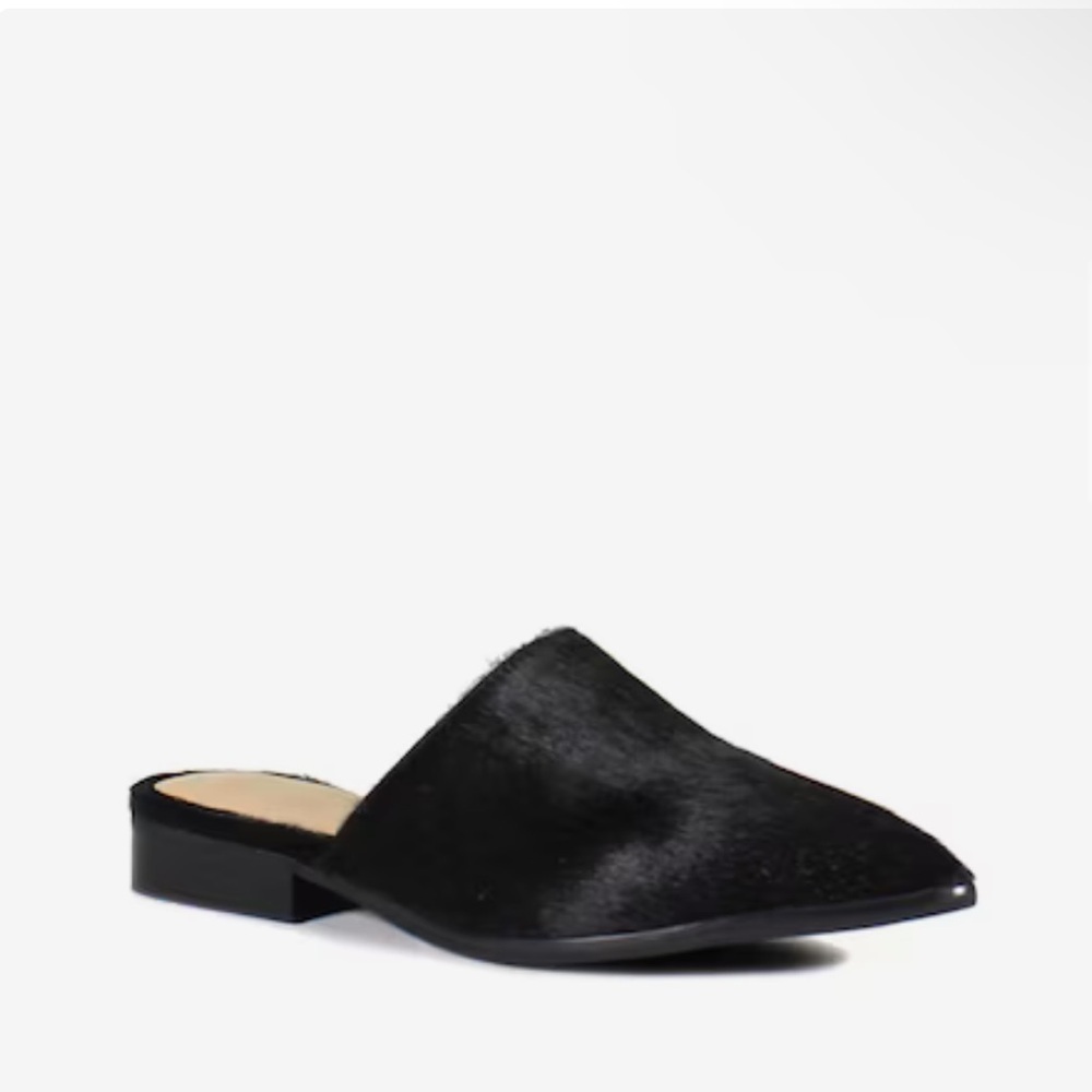 Diba True High Up Pony Hair Mule in Black Cow Hair Slip Ons Women’s 7.5